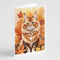 Caroline's Treasures Skookum Cat in Fall Leaves Greeting Cards Pack of 8 Blank Cards with Envelopes Whimsical A7 Size