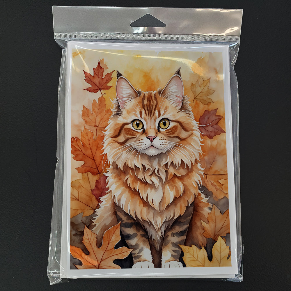 Caroline's Treasures Skookum Cat in Fall Leaves Greeting Cards Pack of 8 Blank Cards with Envelopes Whimsical A7 Size - image 3