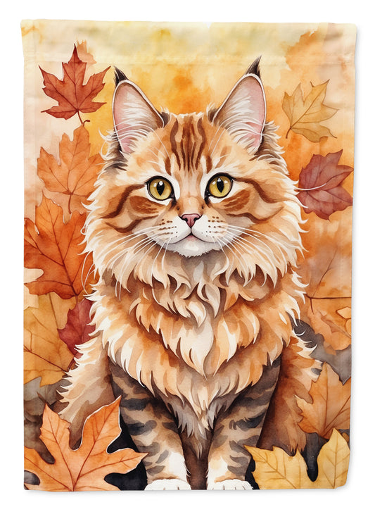 Caroline's Treasures Skookum Cat in Fall Leaves Garden Flag Mailbox Flag Decorative Yard Flag Banner Outside Patio