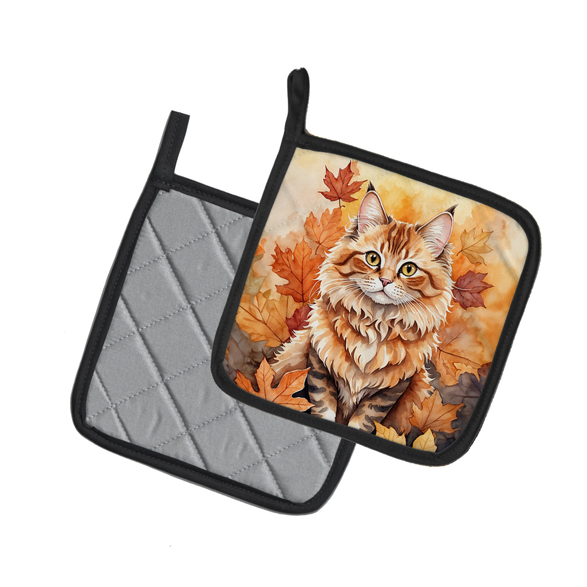 Caroline's Treasures Skookum Cat in Fall Leaves Pair of Pot Holders Kitchen Heat Resistant Pot Holders Sets Oven Hot - image 2