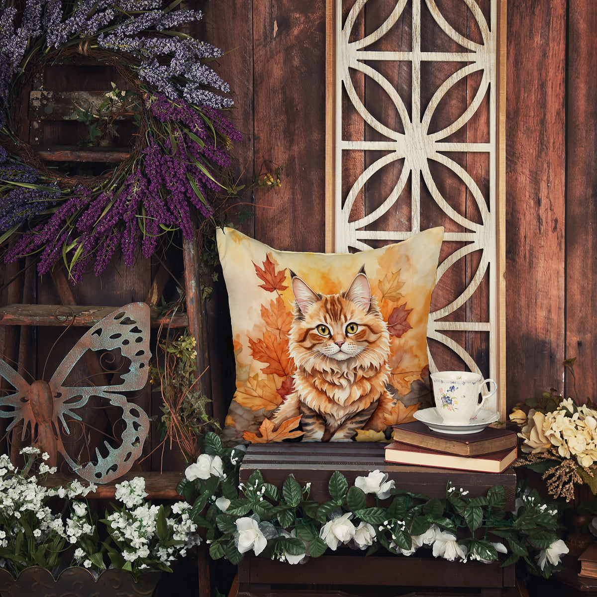 Caroline's Treasures Skookum Cat in Fall Leaves Throw Pillow Machine Washable, Indoor Outdoor Decorative Pillow for - image 5