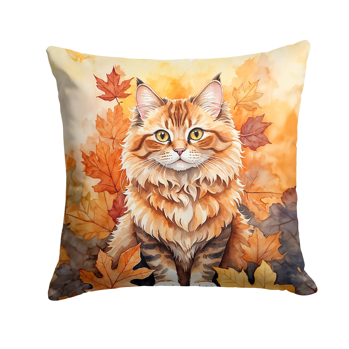 Caroline's Treasures Skookum Cat in Fall Leaves Throw Pillow Machine Washable, Indoor Outdoor Decorative Pillow for