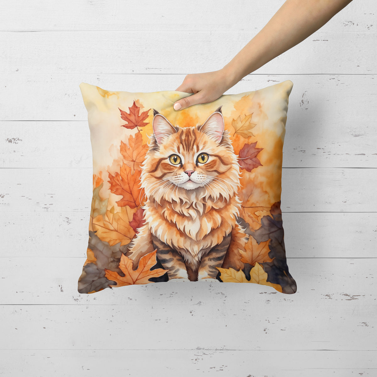 Caroline's Treasures Skookum Cat in Fall Leaves Throw Pillow Machine Washable, Indoor Outdoor Decorative Pillow for - image 2