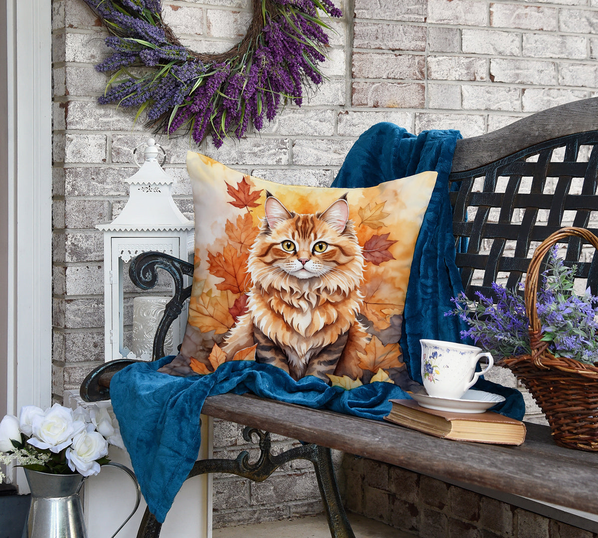 Caroline's Treasures Skookum Cat in Fall Leaves Throw Pillow Machine Washable, Indoor Outdoor Decorative Pillow for - image 4