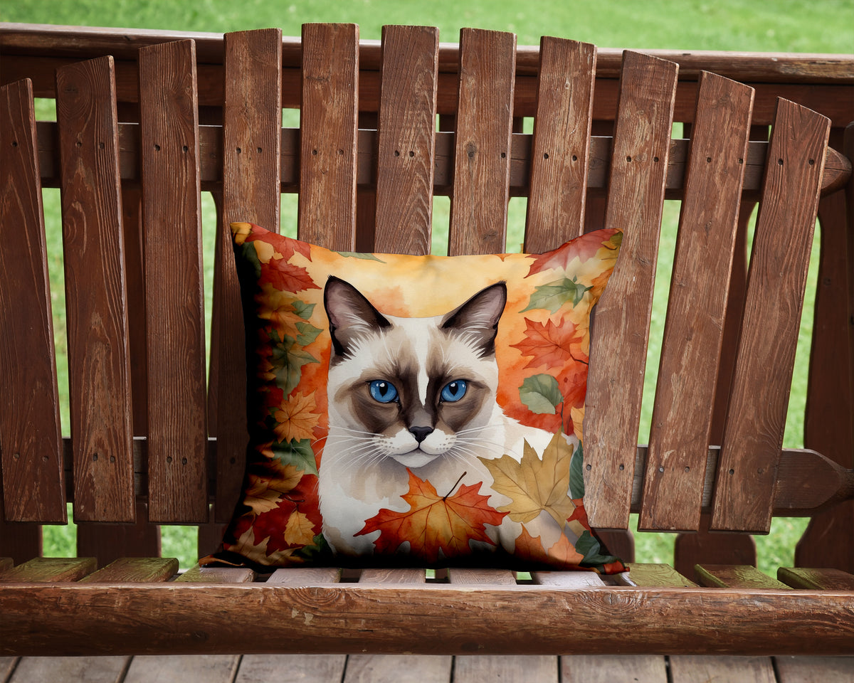 Caroline's Treasures Snowshoe Cat in Fall Leaves Throw Pillow Machine Washable, Indoor Outdoor Decorative Pillow for - image 2