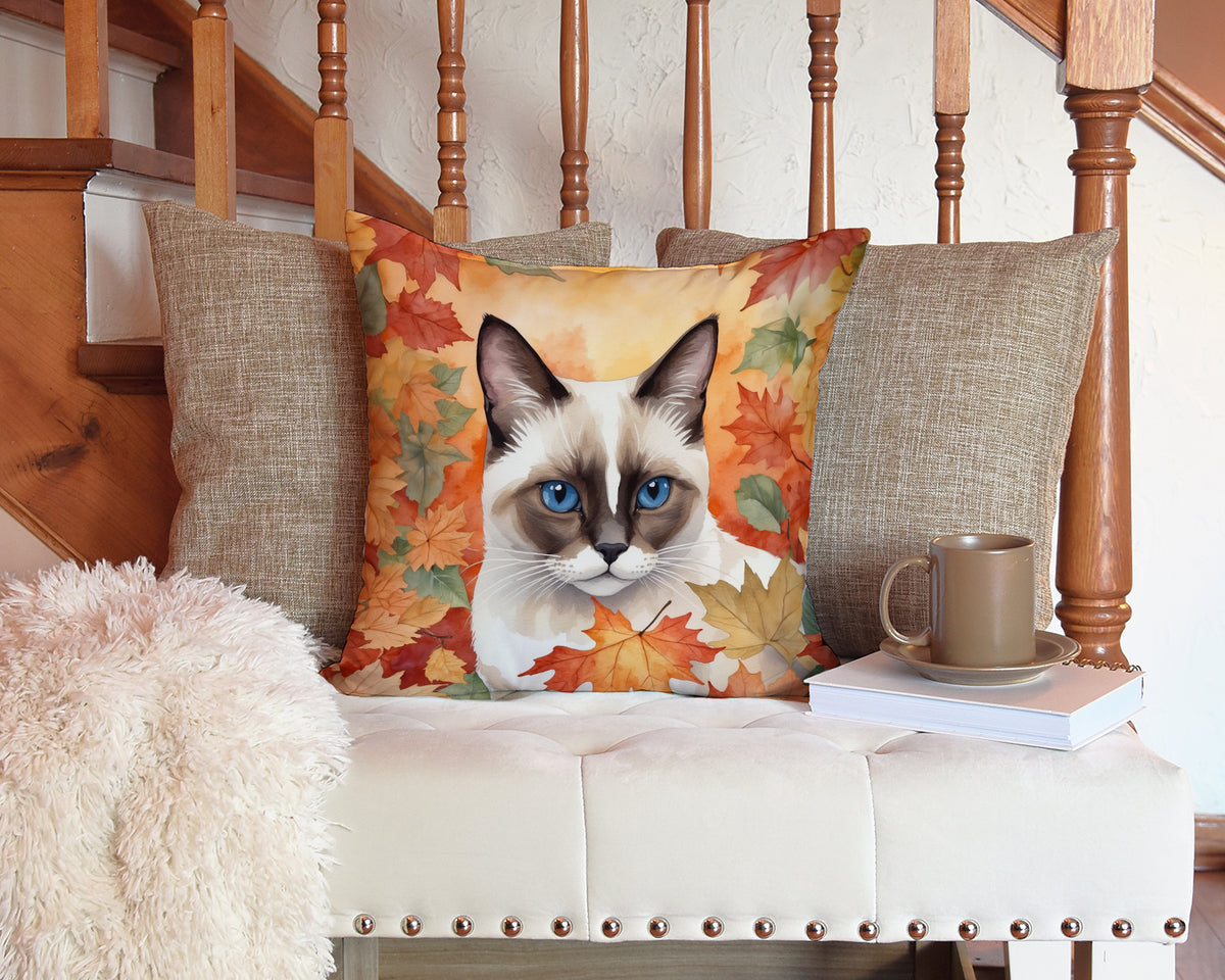 Caroline's Treasures Snowshoe Cat in Fall Leaves Throw Pillow Machine Washable, Indoor Outdoor Decorative Pillow for - image 3
