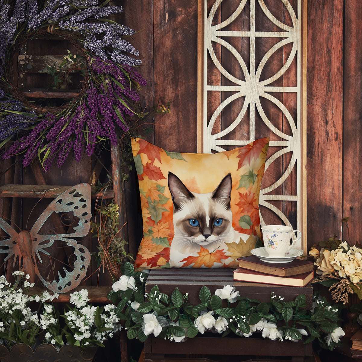 Caroline's Treasures Snowshoe Cat in Fall Leaves Throw Pillow Machine Washable, Indoor Outdoor Decorative Pillow for - image 5