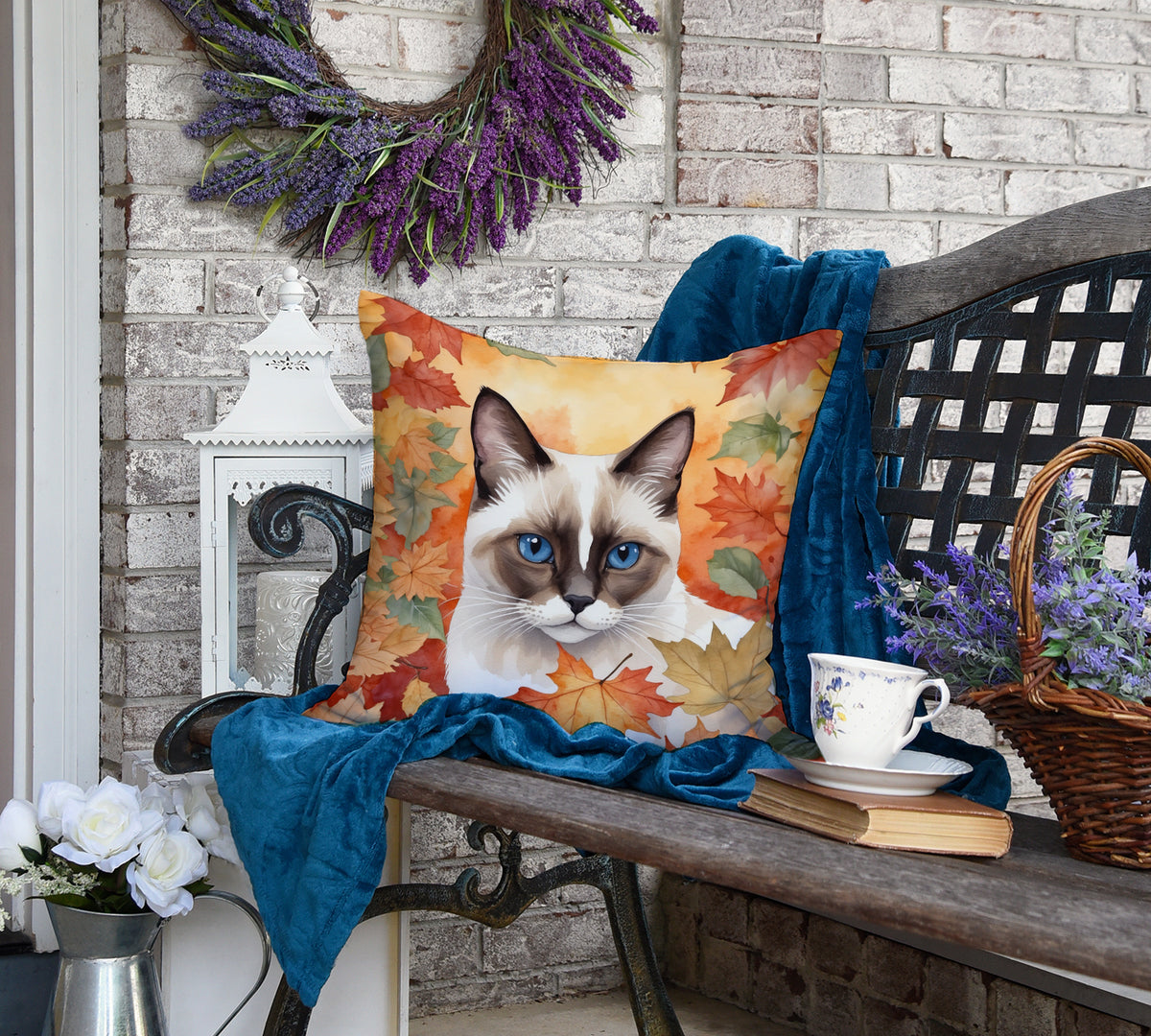 Caroline's Treasures Snowshoe Cat in Fall Leaves Throw Pillow Machine Washable, Indoor Outdoor Decorative Pillow for - image 4
