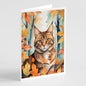 Caroline's Treasures Sokoke Cat in Fall Leaves Greeting Cards Pack of 8 Blank Cards with Envelopes Whimsical A7 Size