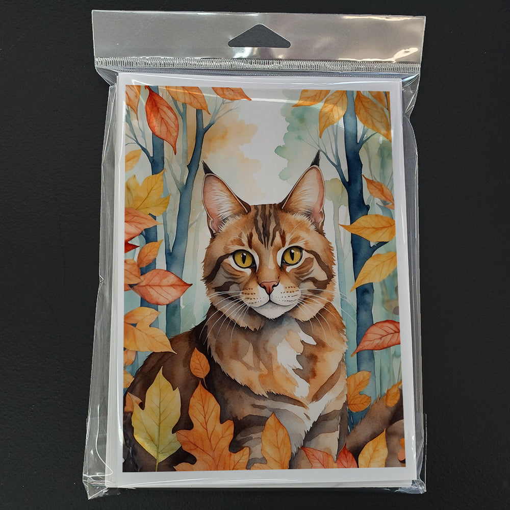 Caroline's Treasures Sokoke Cat in Fall Leaves Greeting Cards Pack of 8 Blank Cards with Envelopes Whimsical A7 Size - image 3