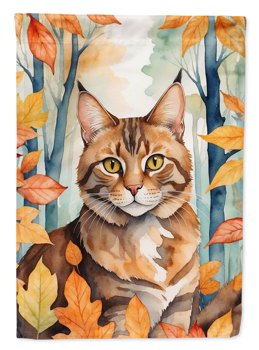 Caroline's Treasures Sokoke Cat in Fall Leaves Garden Flag Mailbox Flag Decorative Yard Flag Banner Outside Patio