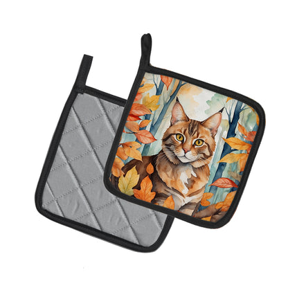 Caroline's Treasures Sokoke Cat in Fall Leaves Pair of Pot Holders Kitchen Heat Resistant Pot Holders Sets Oven Hot - image 2