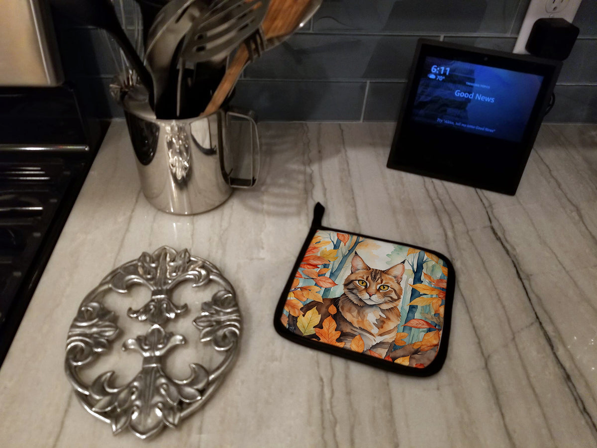 Caroline's Treasures Sokoke Cat in Fall Leaves Pair of Pot Holders Kitchen Heat Resistant Pot Holders Sets Oven Hot - image 3