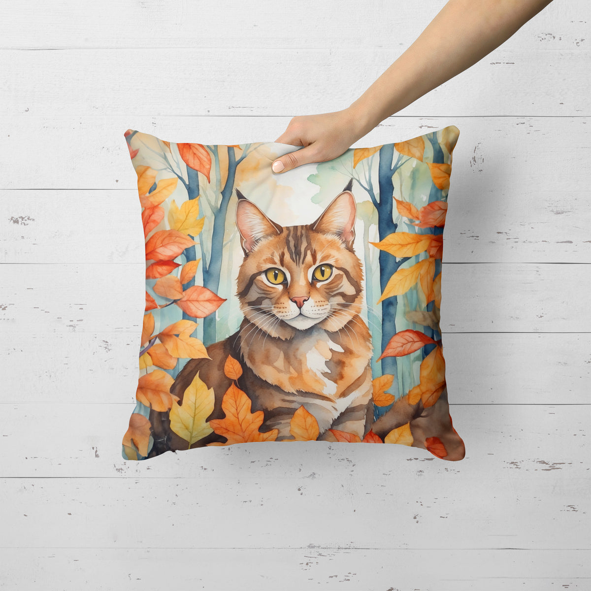 Caroline's Treasures Sokoke Cat in Fall Leaves Throw Pillow Machine Washable, Indoor Outdoor Decorative Pillow for - image 2