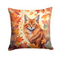 Caroline's Treasures Somali Cat in Fall Leaves Throw Pillow Machine Washable, Indoor Outdoor Decorative Pillow for