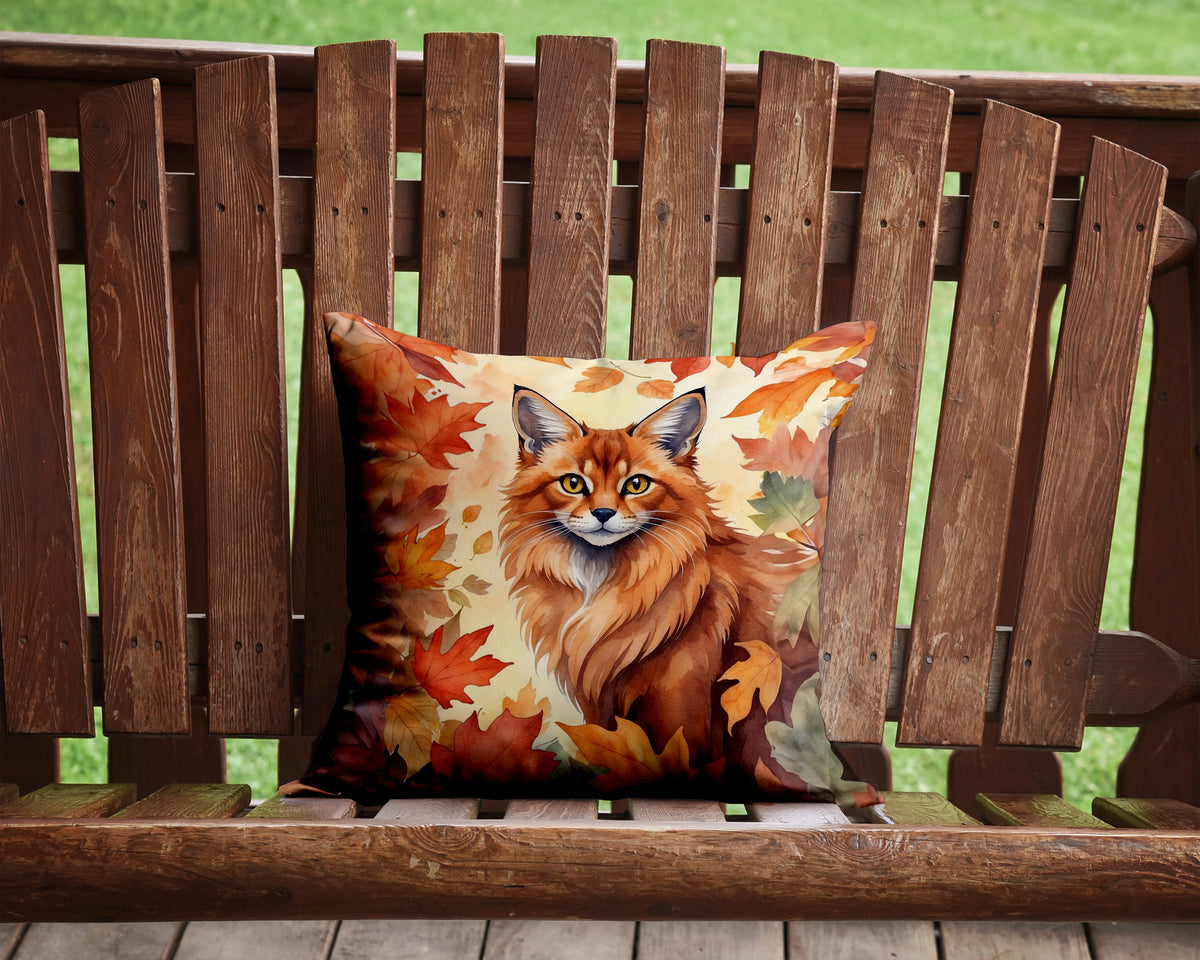 Caroline's Treasures Somali Cat in Fall Leaves Throw Pillow Machine Washable, Indoor Outdoor Decorative Pillow for - image 2
