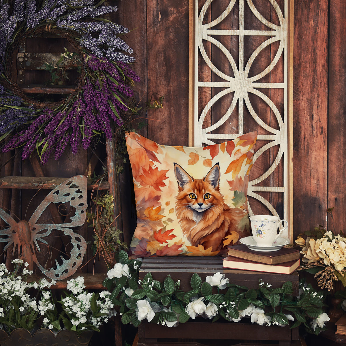 Caroline's Treasures Somali Cat in Fall Leaves Throw Pillow Machine Washable, Indoor Outdoor Decorative Pillow for - image 5