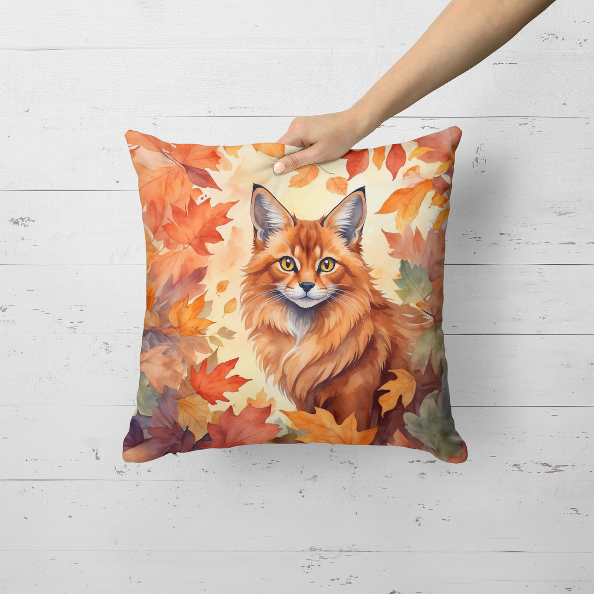 Caroline's Treasures Somali Cat in Fall Leaves Throw Pillow Machine Washable, Indoor Outdoor Decorative Pillow for - image 2