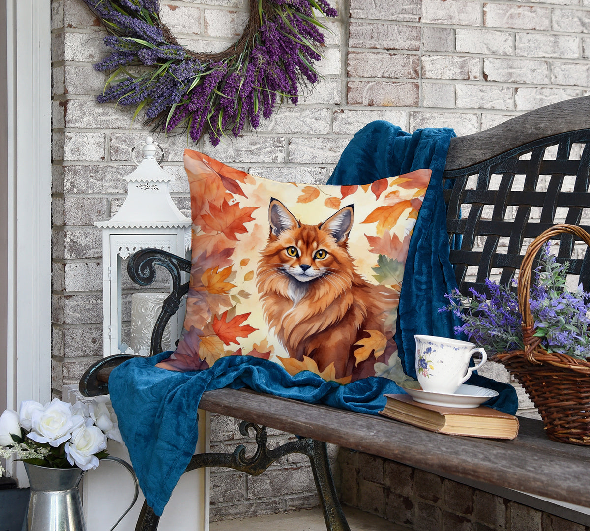 Caroline's Treasures Somali Cat in Fall Leaves Throw Pillow Machine Washable, Indoor Outdoor Decorative Pillow for - image 4