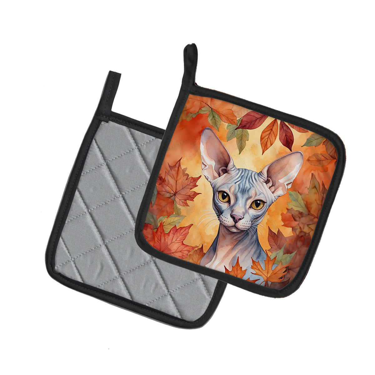 Caroline's Treasures Sphynx Cat in Fall Leaves Pair of Pot Holders Kitchen Heat Resistant Pot Holders Sets Oven Hot - image 2