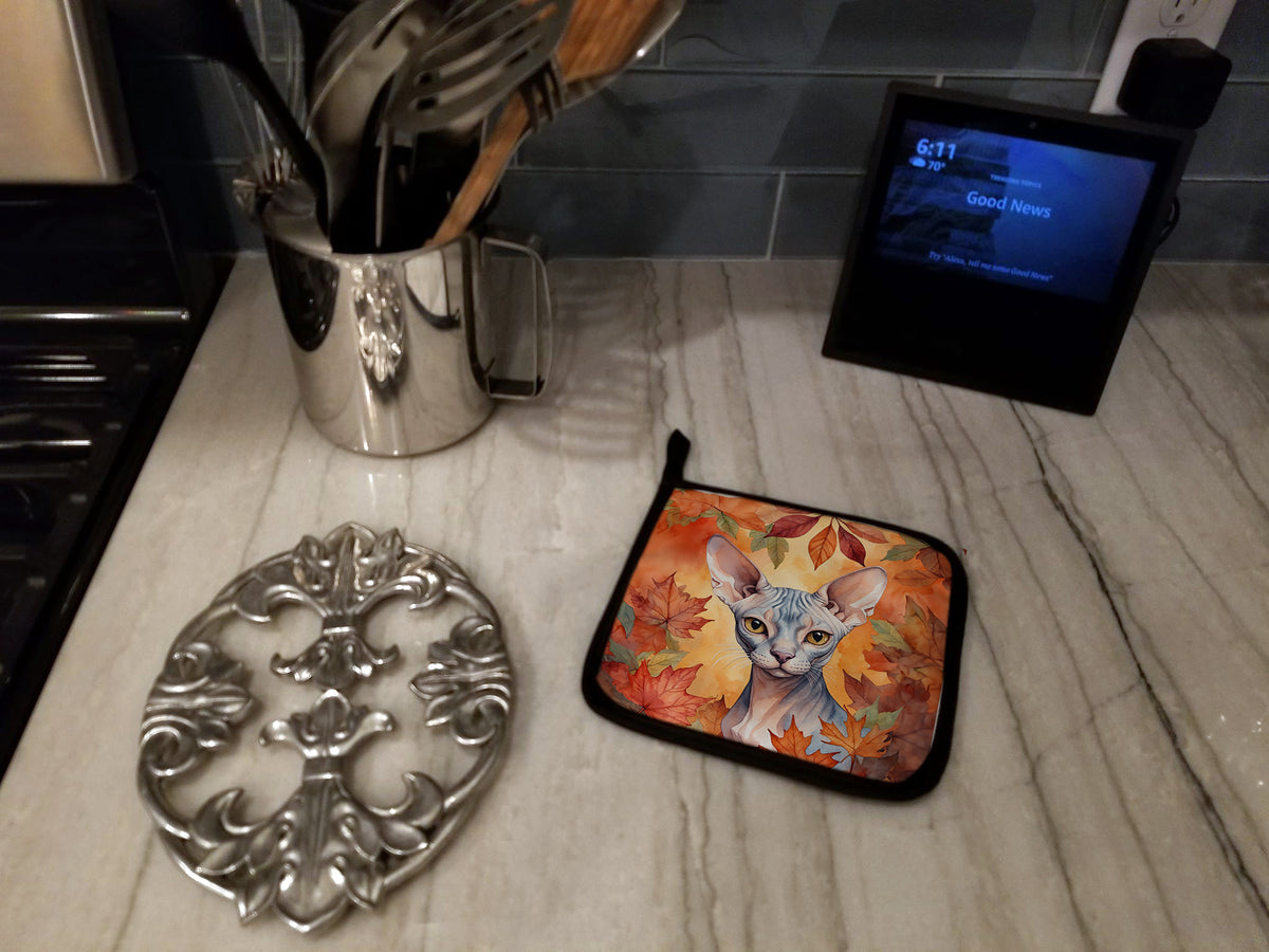 Caroline's Treasures Sphynx Cat in Fall Leaves Pair of Pot Holders Kitchen Heat Resistant Pot Holders Sets Oven Hot - image 3