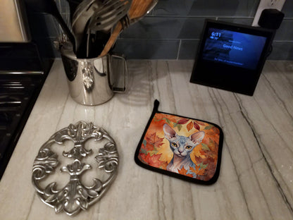 Caroline's Treasures Sphynx Cat in Fall Leaves Pair of Pot Holders Kitchen Heat Resistant Pot Holders Sets Oven Hot - image 3