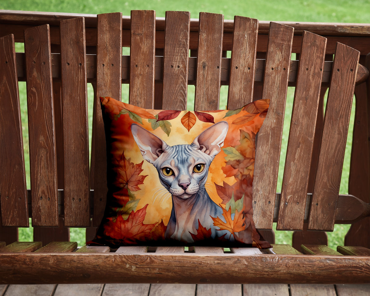 Caroline's Treasures Sphynx Cat in Fall Leaves Throw Pillow Machine Washable, Indoor Outdoor Decorative Pillow for - image 2