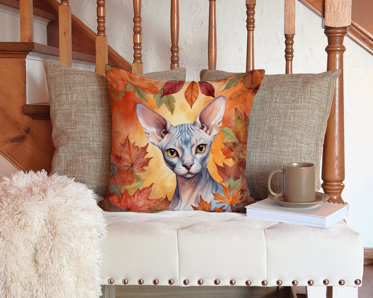 Caroline's Treasures Sphynx Cat in Fall Leaves Throw Pillow Machine Washable, Indoor Outdoor Decorative Pillow for - image 3