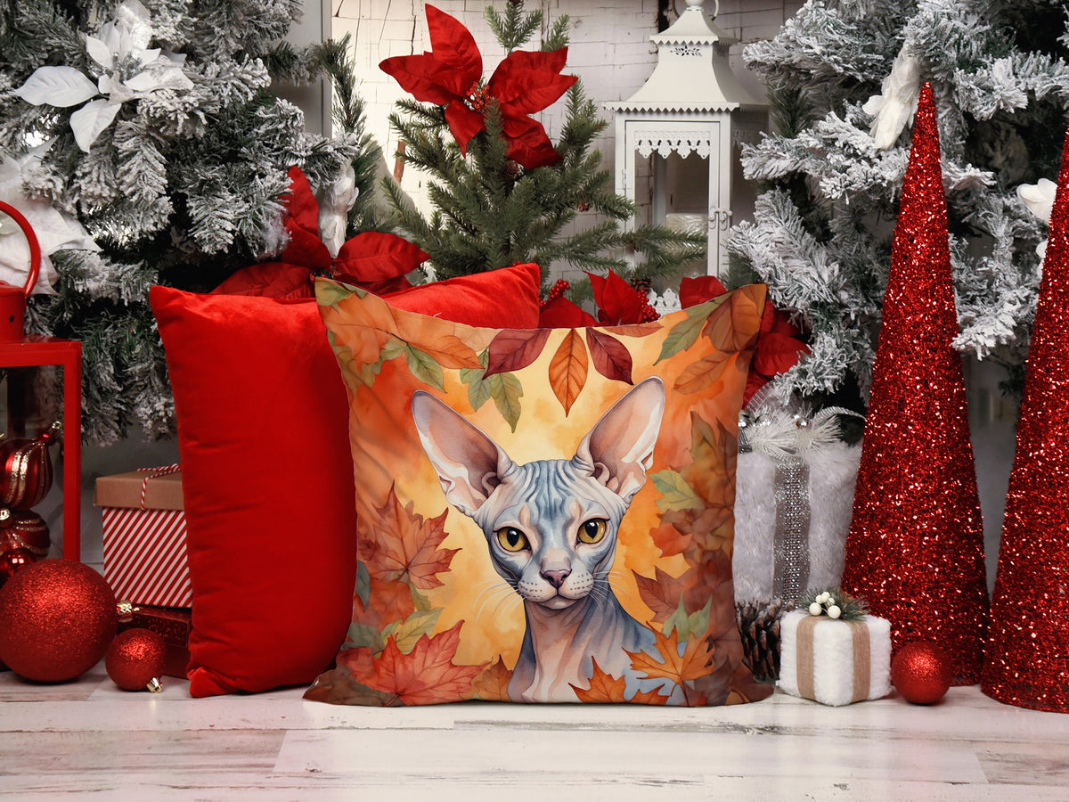 Caroline's Treasures Sphynx Cat in Fall Leaves Throw Pillow Machine Washable, Indoor Outdoor Decorative Pillow for - image 6