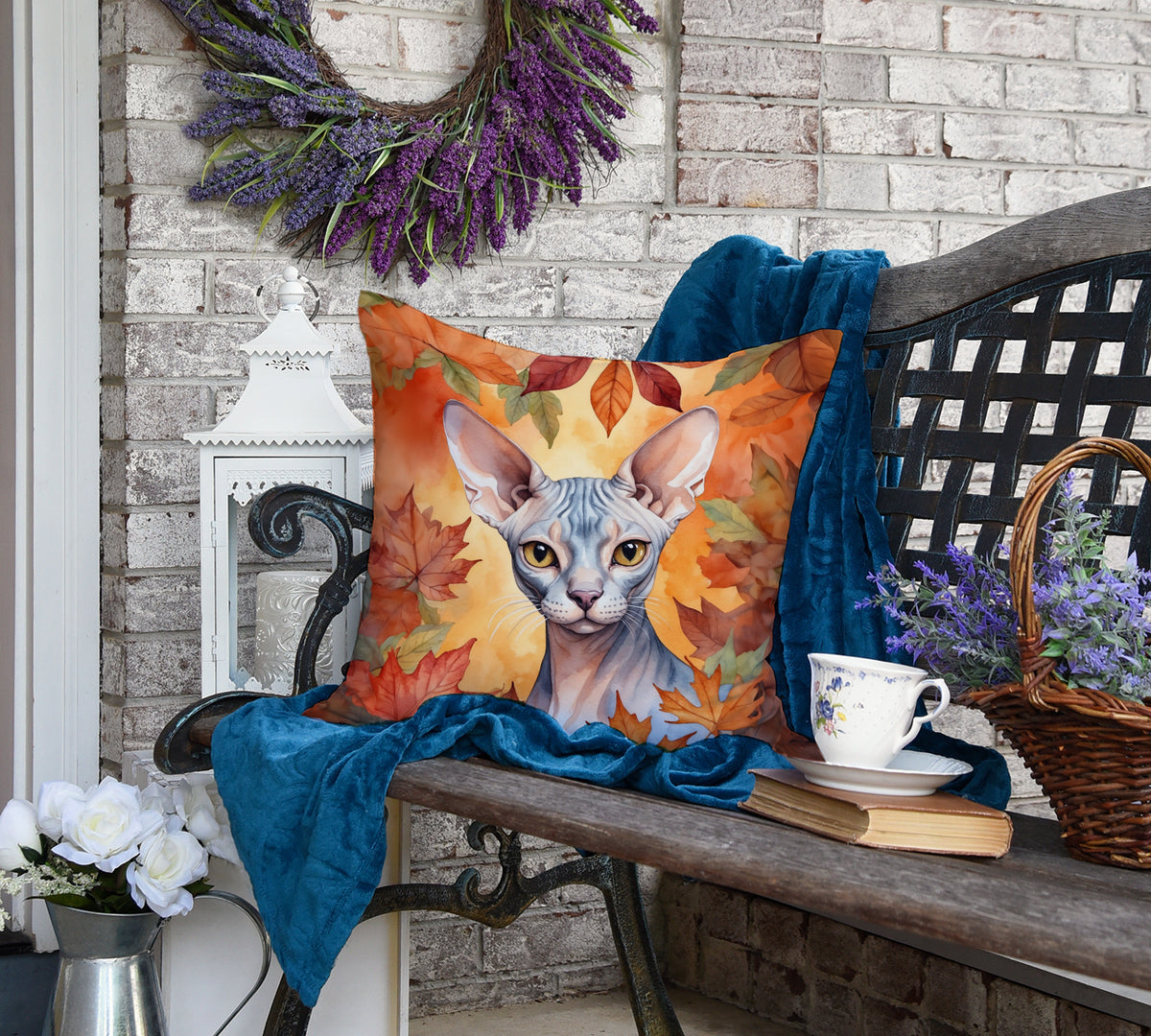 Caroline's Treasures Sphynx Cat in Fall Leaves Throw Pillow Machine Washable, Indoor Outdoor Decorative Pillow for - image 4