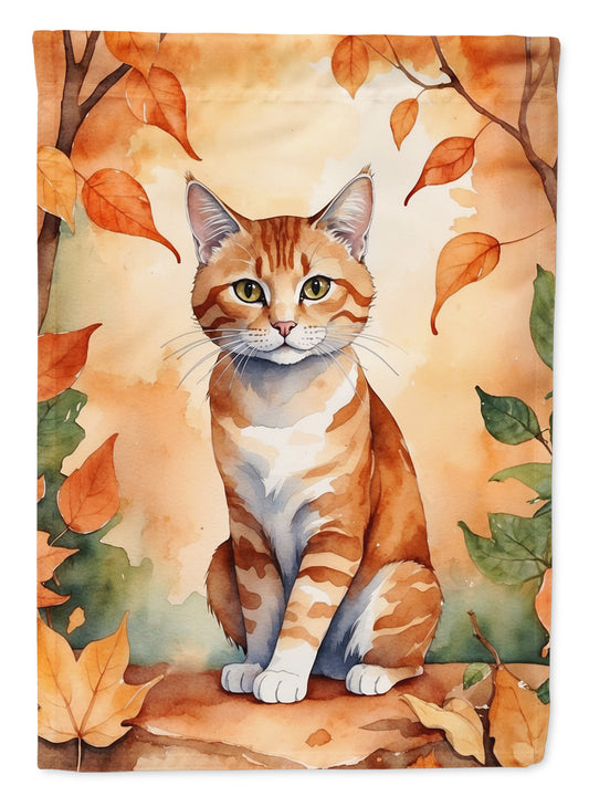 Caroline's Treasures Suphalak Cat in Fall Leaves House Flag Large Porch Sleeve Pole Decorative Outside Yard Banner