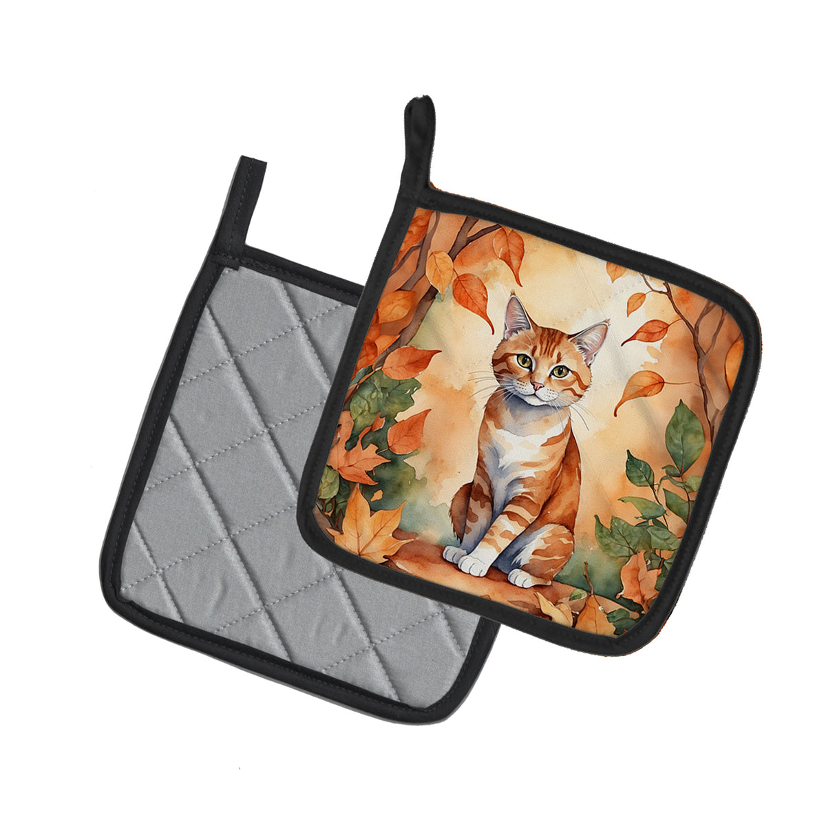 Caroline's Treasures Suphalak Cat in Fall Leaves Pair of Pot Holders Kitchen Heat Resistant Pot Holders Sets Oven Hot - image 2