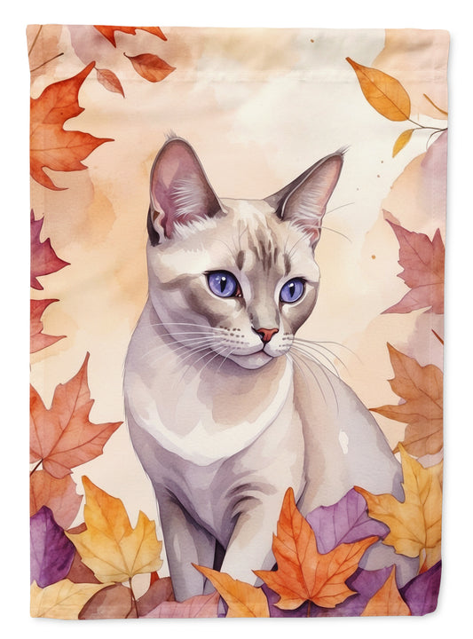 Caroline's Treasures Thai Lilac Cat in Fall Leaves Garden Flag Mailbox Flag Decorative Yard Flag Banner Outside Patio