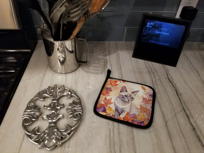 Caroline's Treasures Thai Lilac Cat in Fall Leaves Pair of Pot Holders Kitchen Heat Resistant Pot Holders Sets Oven Hot - image 3