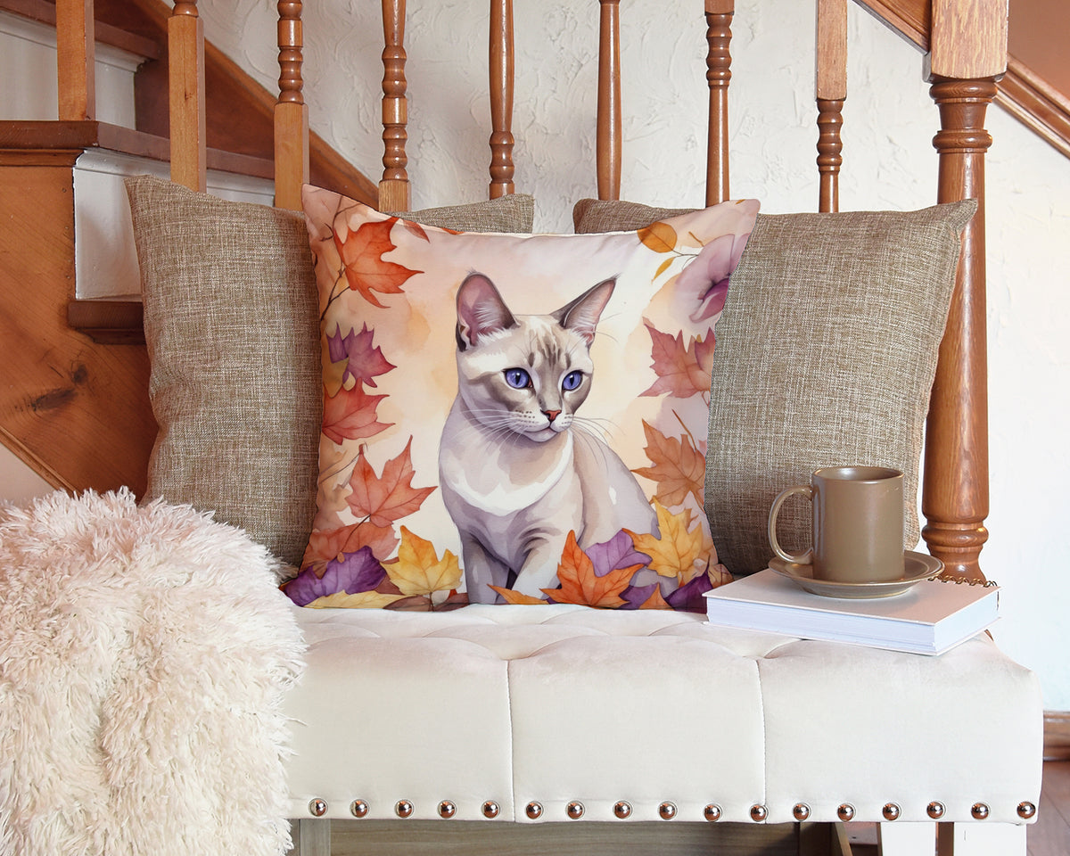 Caroline's Treasures Thai Lilac Cat in Fall Leaves Throw Pillow Machine Washable, Indoor Outdoor Decorative Pillow for - image 3
