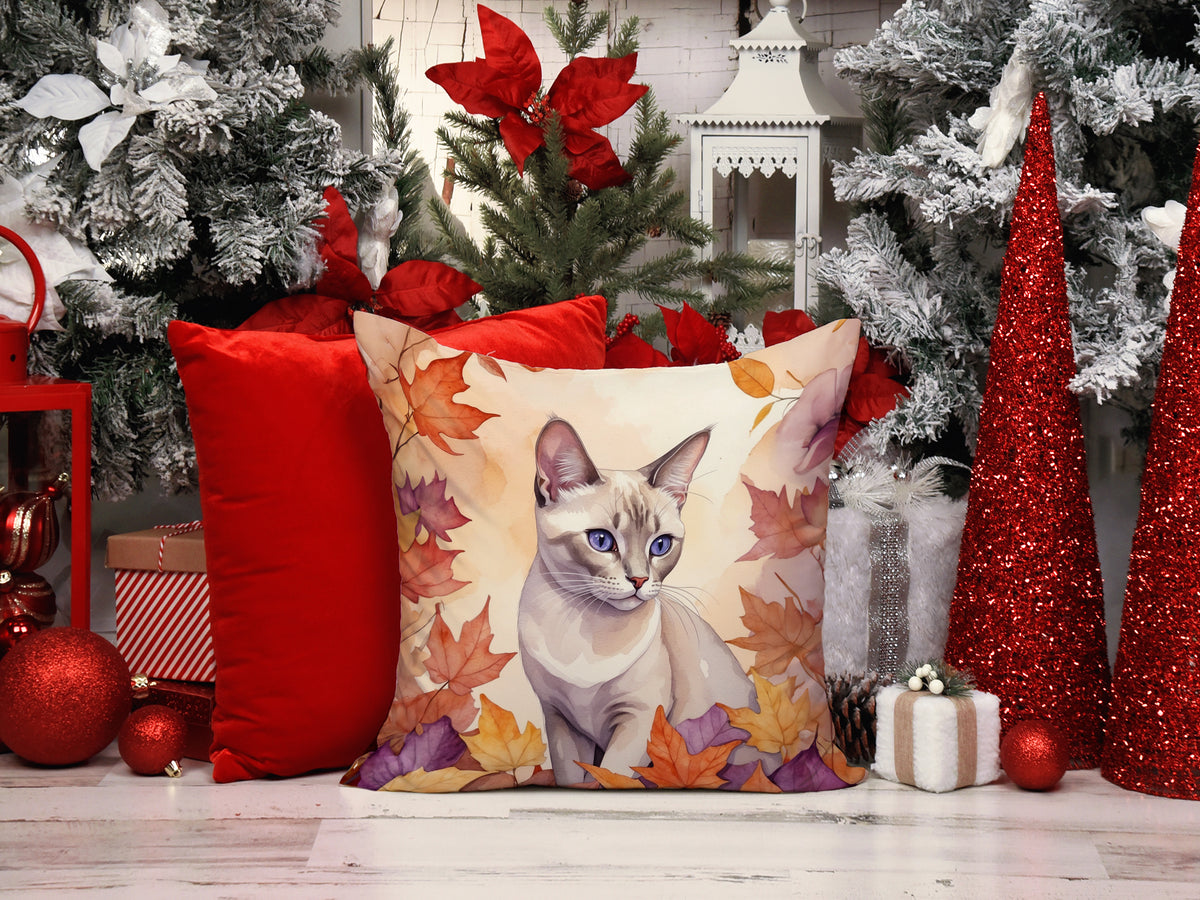 Caroline's Treasures Thai Lilac Cat in Fall Leaves Throw Pillow Machine Washable, Indoor Outdoor Decorative Pillow for - image 7