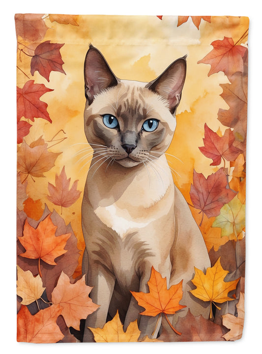 Caroline's Treasures Tonkinese Cat in Fall Leaves House Flag Large Porch Sleeve Pole Decorative Outside Yard Banner