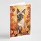 Caroline's Treasures Tonkinese Cat in Fall Leaves Greeting Cards Pack of 8 Blank Cards with Envelopes Whimsical A7 Size