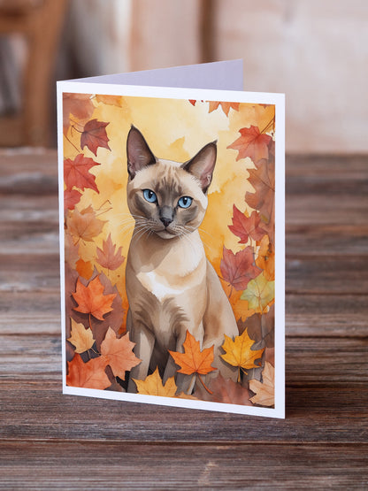 Caroline's Treasures Tonkinese Cat in Fall Leaves Greeting Cards Pack of 8 Blank Cards with Envelopes Whimsical A7 Size - image 2
