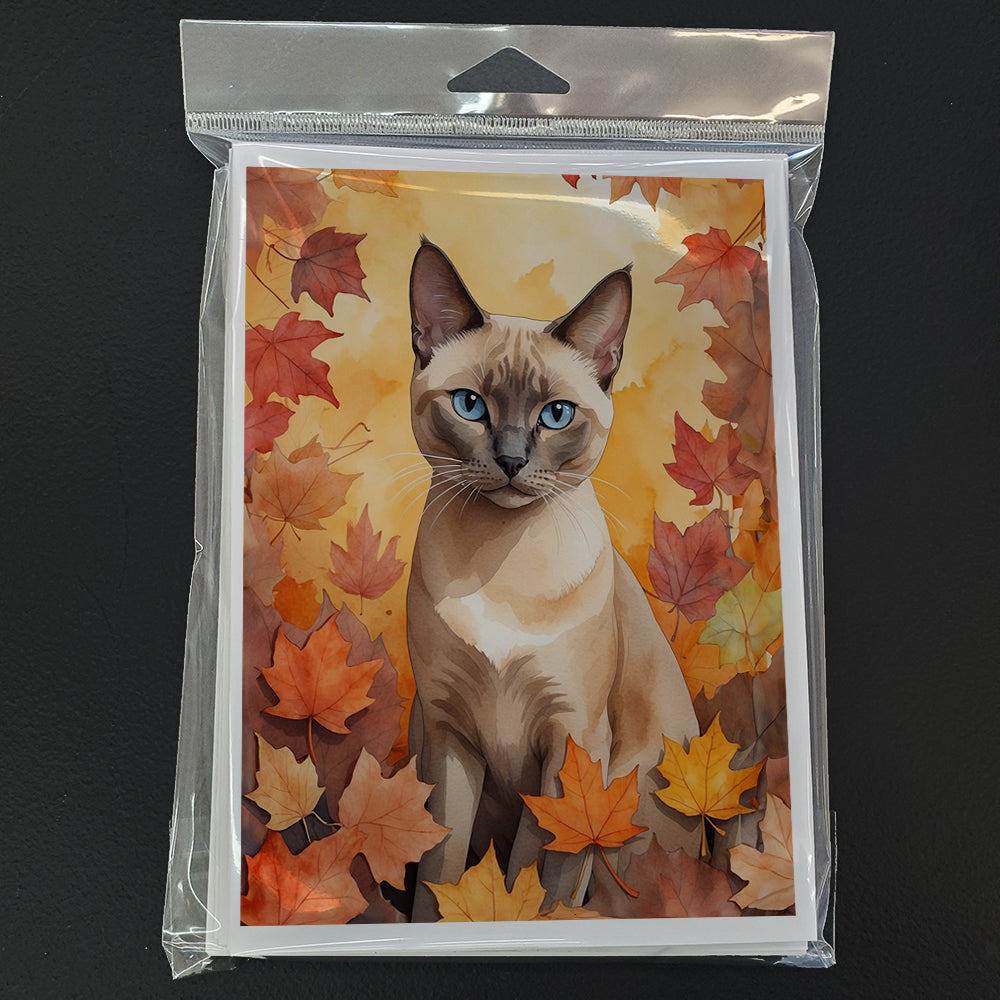 Caroline's Treasures Tonkinese Cat in Fall Leaves Greeting Cards Pack of 8 Blank Cards with Envelopes Whimsical A7 Size - image 3