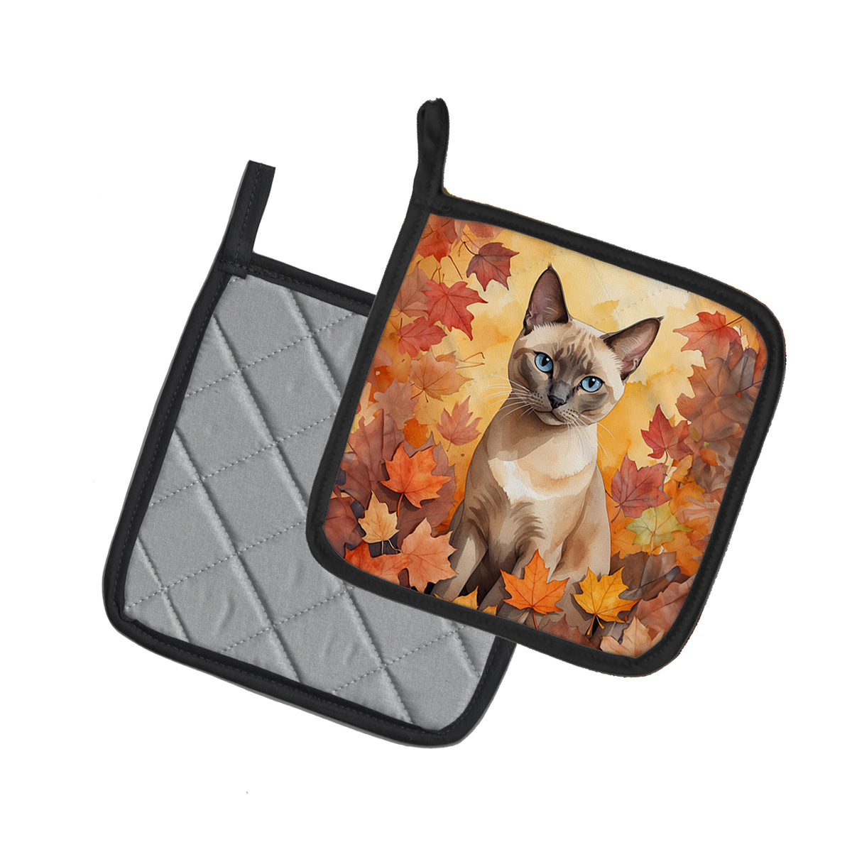 Caroline's Treasures Tonkinese Cat in Fall Leaves Pair of Pot Holders Kitchen Heat Resistant Pot Holders Sets Oven Hot - image 2