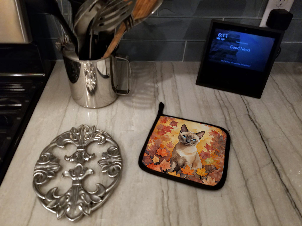Caroline's Treasures Tonkinese Cat in Fall Leaves Pair of Pot Holders Kitchen Heat Resistant Pot Holders Sets Oven Hot - image 3