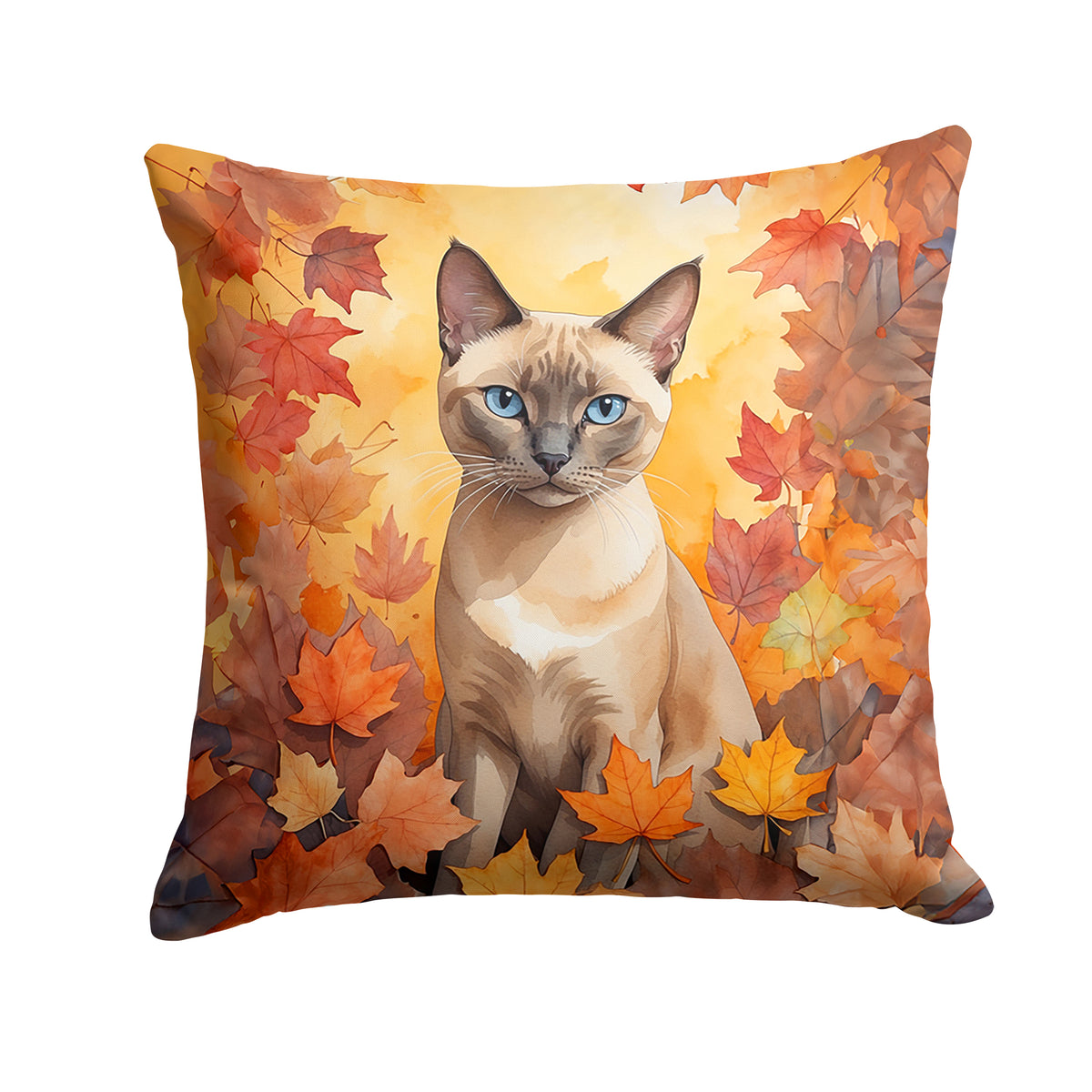 Caroline's Treasures Tonkinese Cat in Fall Leaves Throw Pillow Machine Washable, Indoor Outdoor Decorative Pillow for