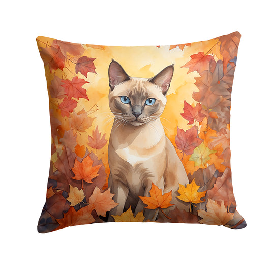 Caroline's Treasures Tonkinese Cat in Fall Leaves Throw Pillow Machine Washable, Indoor Outdoor Decorative Pillow for