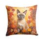 Caroline's Treasures Tonkinese Cat in Fall Leaves Throw Pillow Machine Washable, Indoor Outdoor Decorative Pillow for