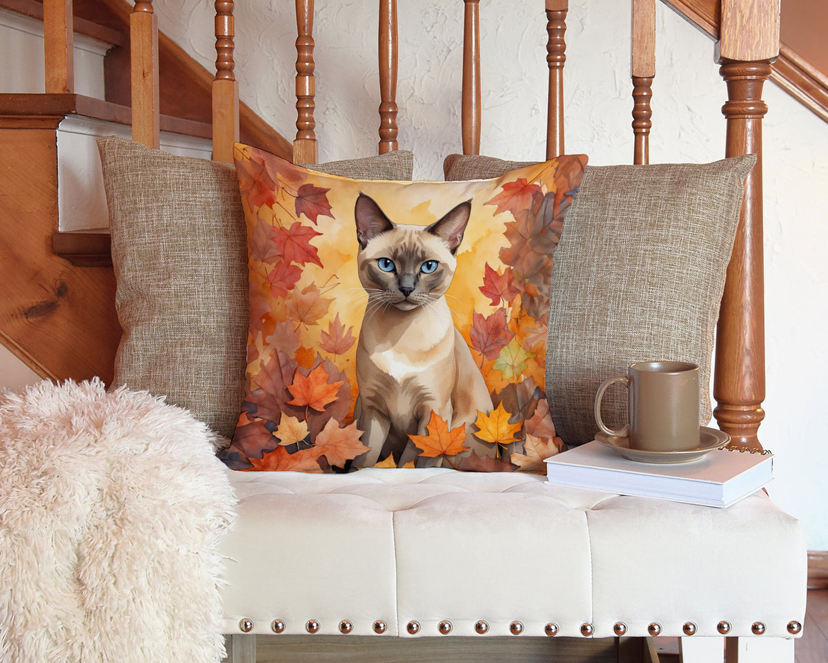 Caroline's Treasures Tonkinese Cat in Fall Leaves Throw Pillow Machine Washable, Indoor Outdoor Decorative Pillow for - image 3