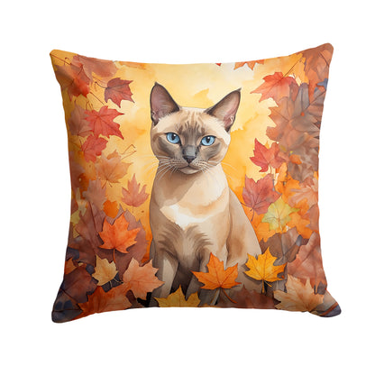 Caroline's Treasures Tonkinese Cat in Fall Leaves Throw Pillow Machine Washable, Indoor Outdoor Decorative Pillow for