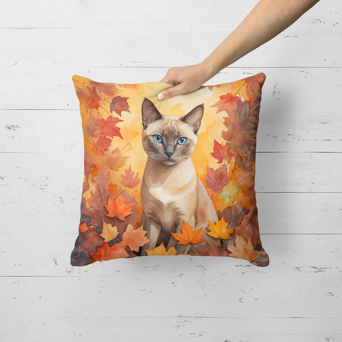 Caroline's Treasures Tonkinese Cat in Fall Leaves Throw Pillow Machine Washable, Indoor Outdoor Decorative Pillow for - image 2