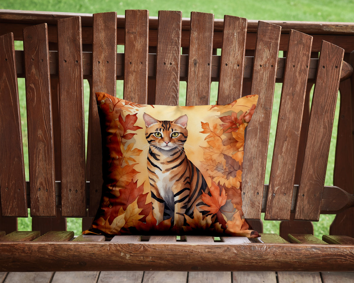 Caroline's Treasures Toyger Cat in Fall Leaves Throw Pillow Machine Washable, Indoor Outdoor Decorative Pillow for - image 2