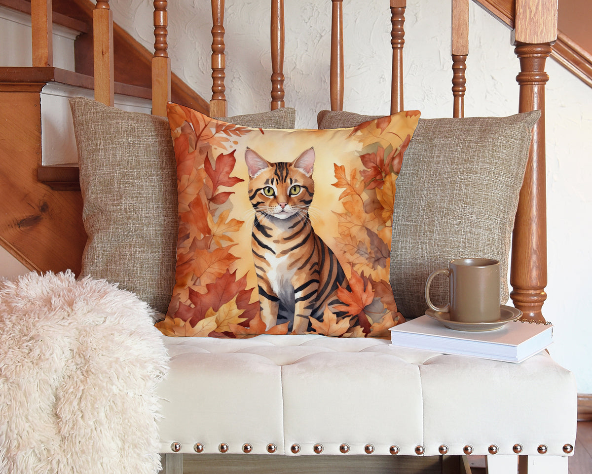 Caroline's Treasures Toyger Cat in Fall Leaves Throw Pillow Machine Washable, Indoor Outdoor Decorative Pillow for - image 3